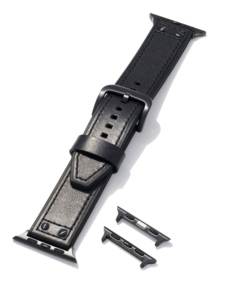 Cade Leather Watch Band in Black image number 2