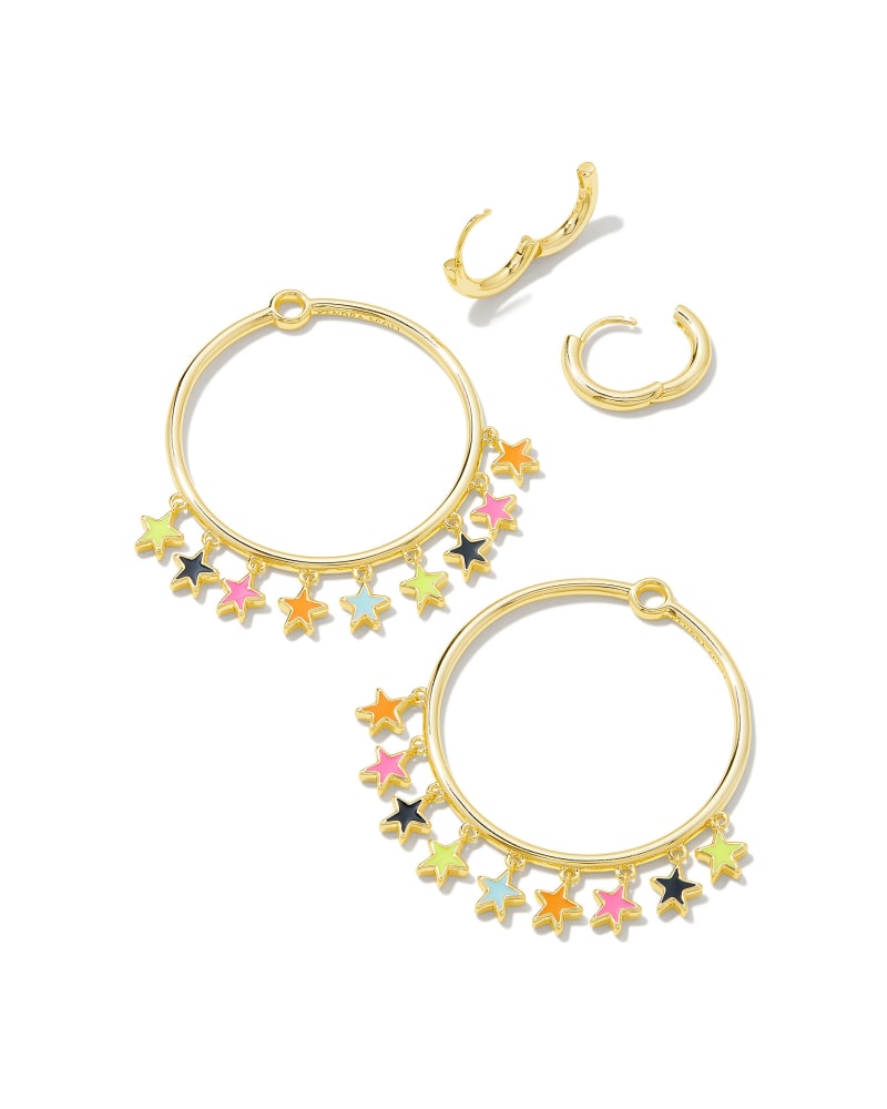 Sloane Gold Star Convertible Open Frame Earrings in Multi Mix image number 3