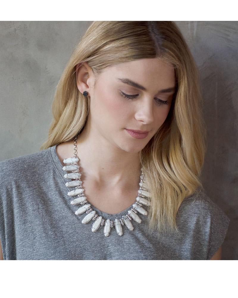 Gabriella Statement Necklace in White Howlite image number 2