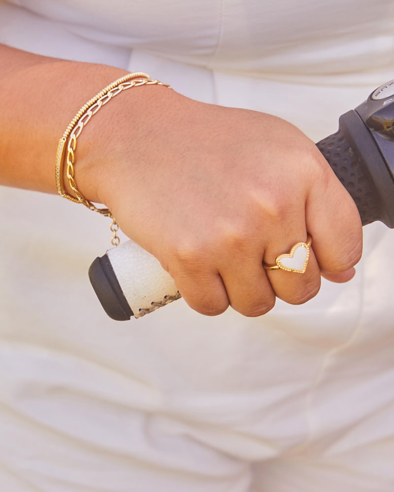 Ari Heart Gold Band Ring in Iridescent Drusy image number 1