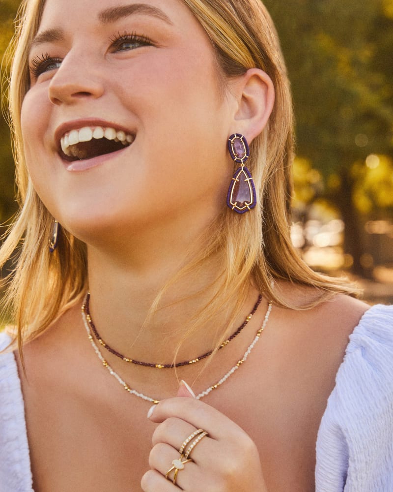 Britt Gold Choker Necklace in Burgundy Glass image number 2