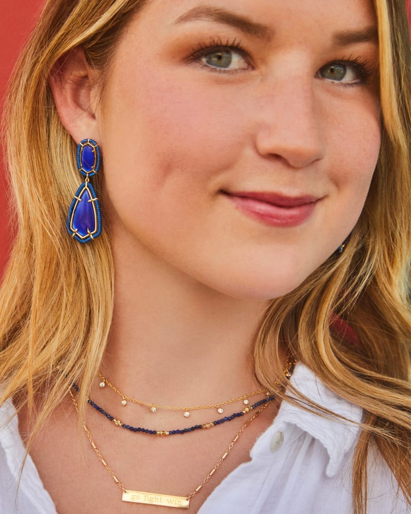 Threaded Gold Camry Statement Earrings in Cobalt Illusion image number 1
