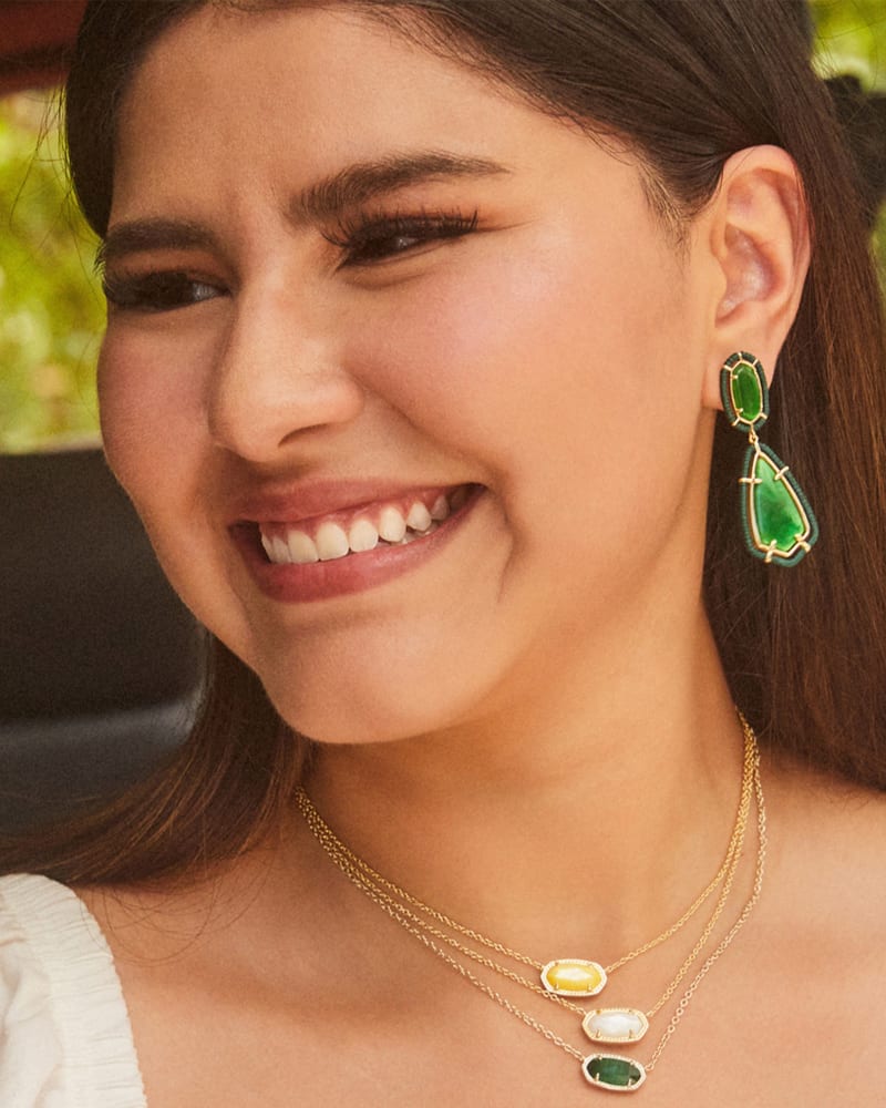Threaded Gold Camry Statement Earrings in Emerald Illusion image number 1