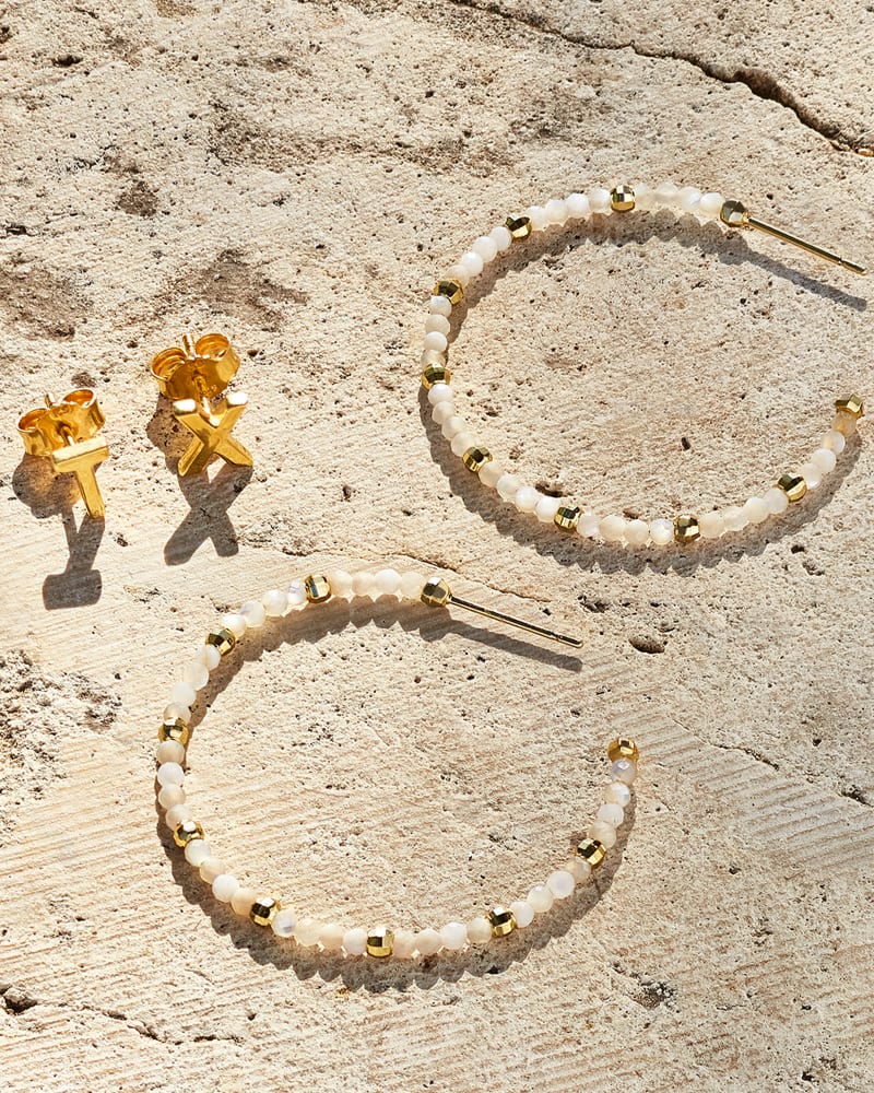 Letter T Stud Earring in 18k Gold Vermeil image number 2