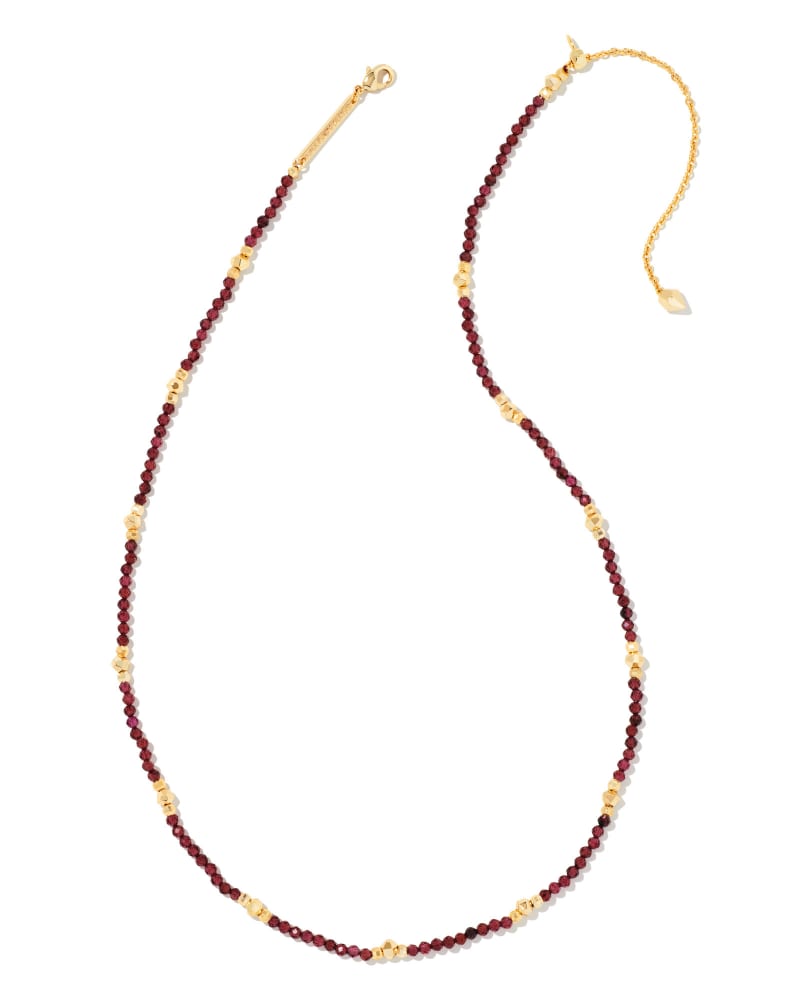 Britt Gold Choker Necklace in Burgundy Glass image number 0