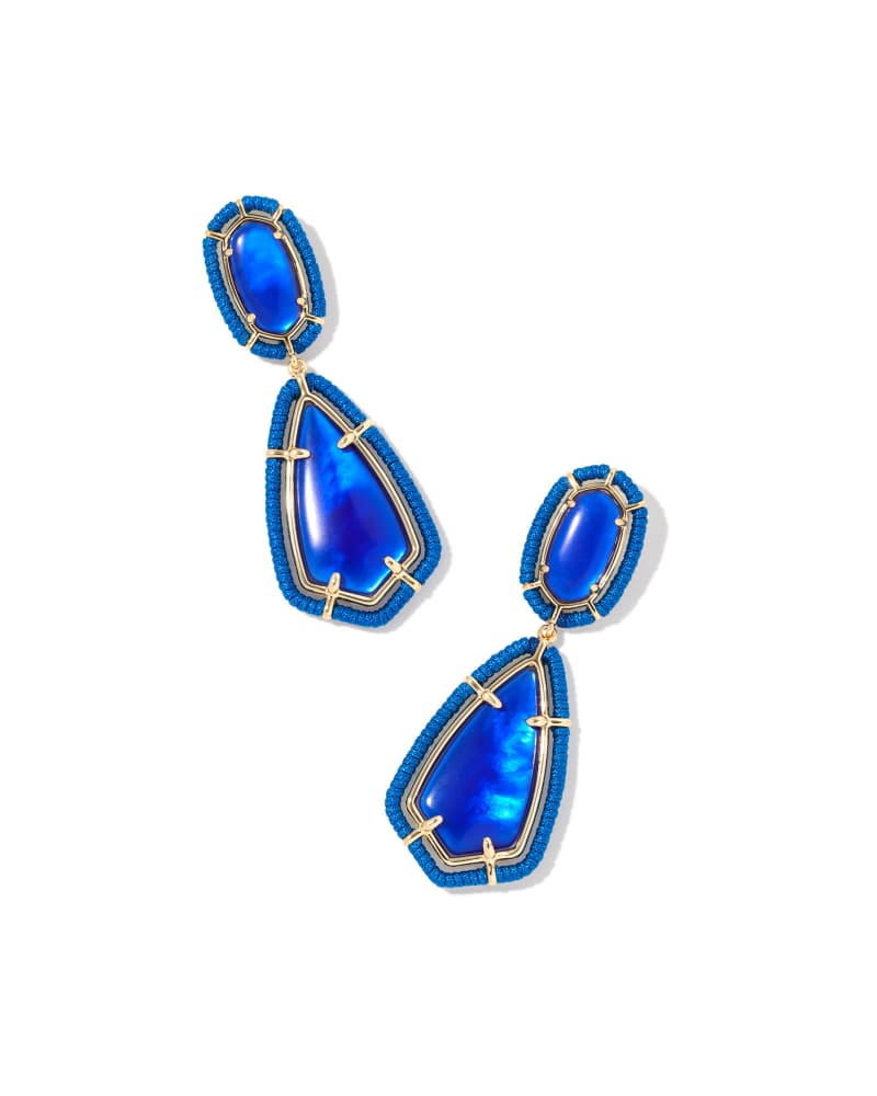 Threaded Gold Camry Statement Earrings in Cobalt Illusion image number 0
