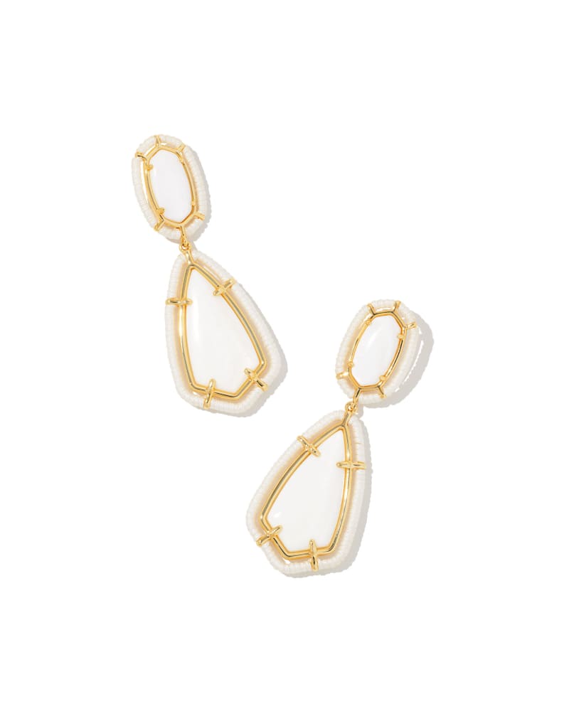 Threaded Gold Camry Statement Earrings in White Mother-of-Pearl image number 0