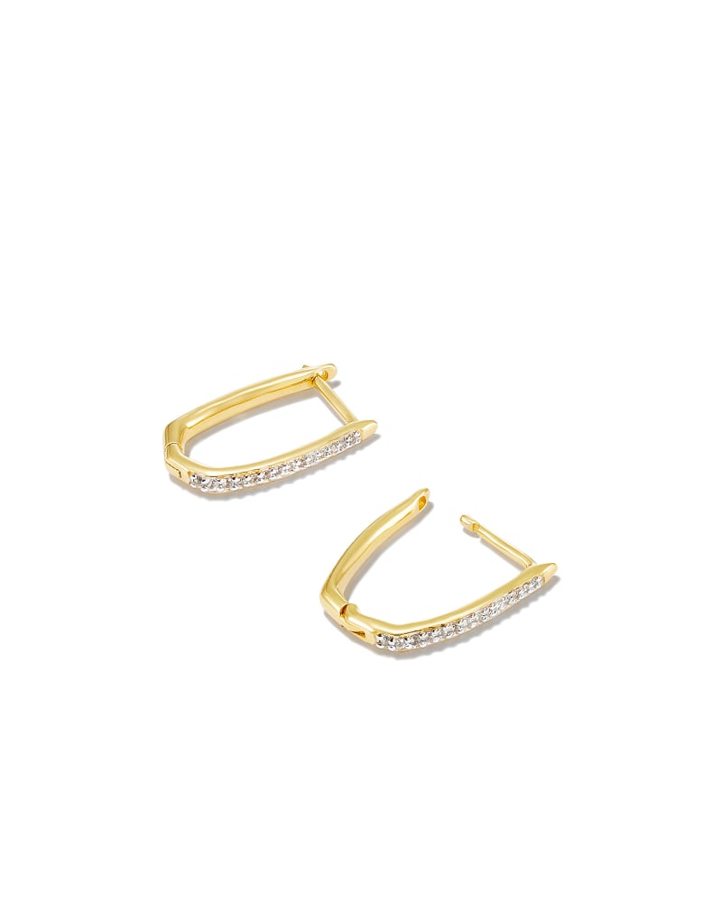 Ellen Luxe 18k Gold Vermeil Huggie Earrings in White Sapphire image number 2