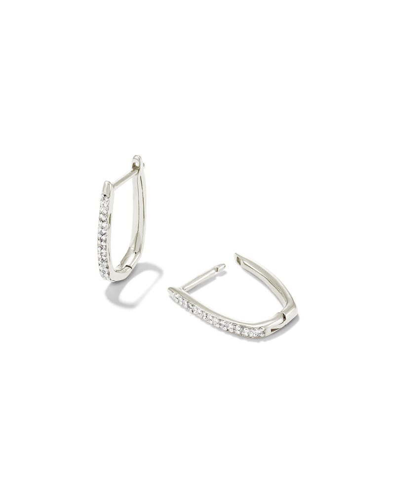 Ellen Luxe Sterling Silver Huggie Earrings in White Sapphire image number 0