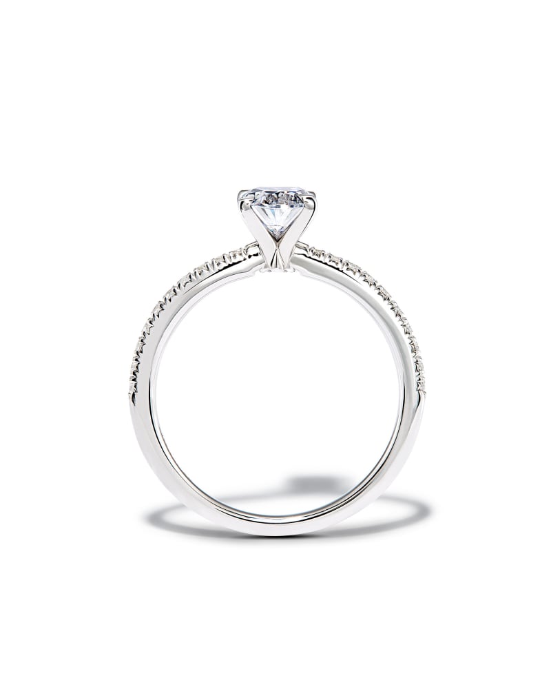 Oval Solitaire Engagement Ring with Pave Diamonds image number 1.0