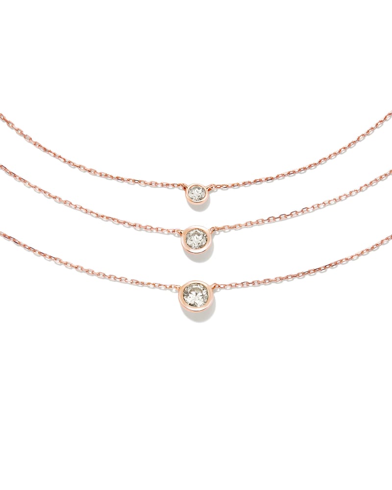 Audrey 14k Rose Gold Pendant Necklace in White Diamond, .15ct image number 1