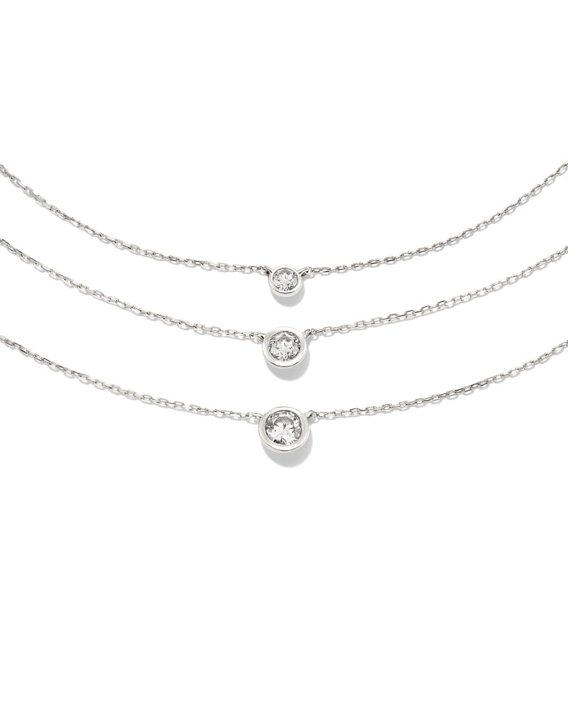 Audrey 14k White Gold Pendant Necklace in White Diamond, .15ct image number 1