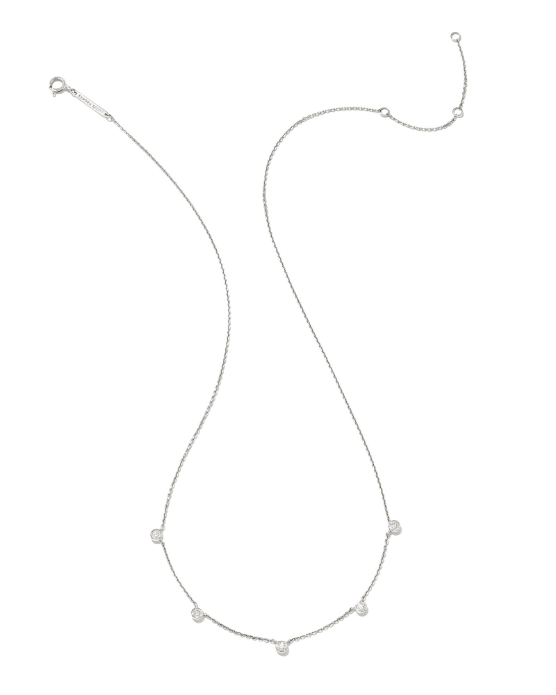 Audrey 14k White Gold Strand Necklace in White Diamond image number 3