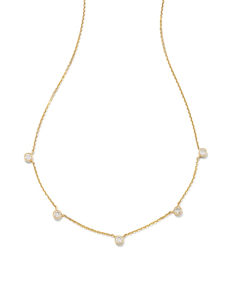 Audrey 14k Yellow Gold Strand Necklace in White Diamond image number 0