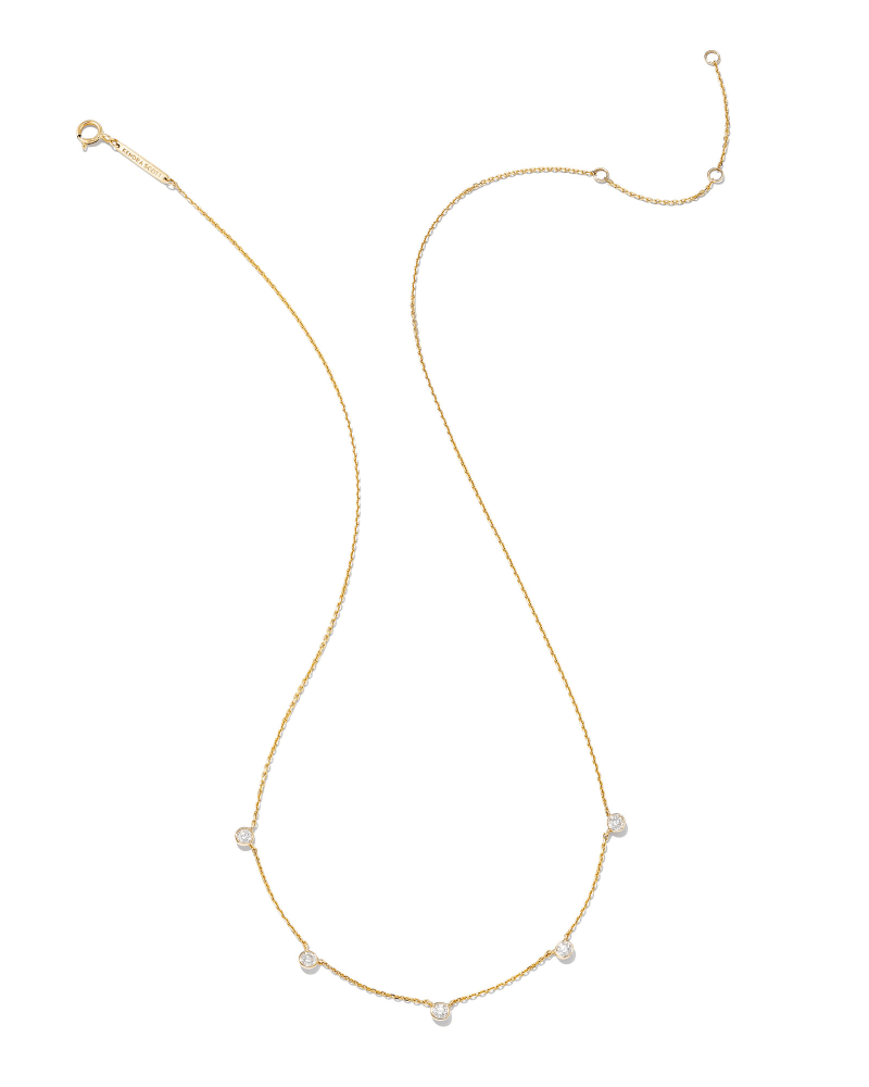 Audrey 14k Yellow Gold Strand Necklace in White Diamond image number 3