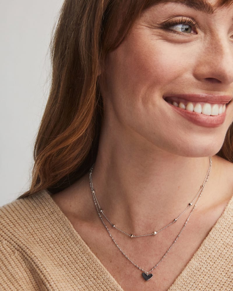 Ari Heart Multi Strand Necklace in Silver image number 1