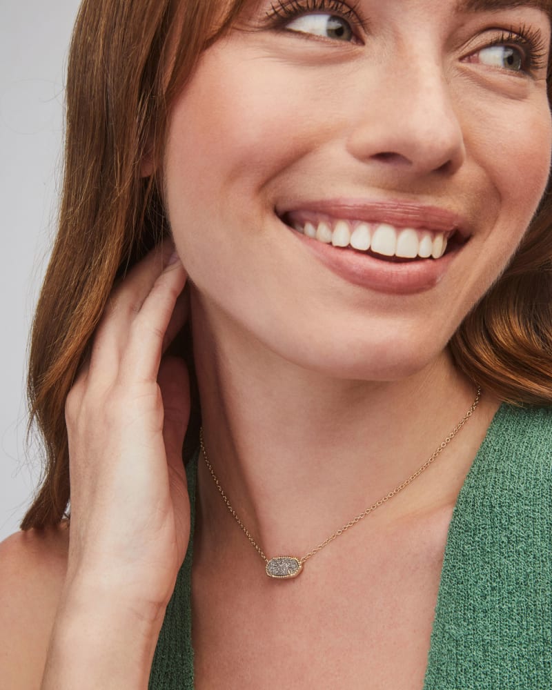 Elisa Gold Pendant Necklace in Platinum Drusy image number 1
