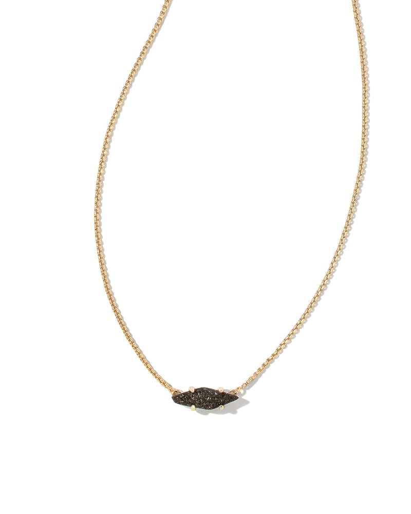 Bridgete Gold Pendant Necklace in Black Drusy image number 0