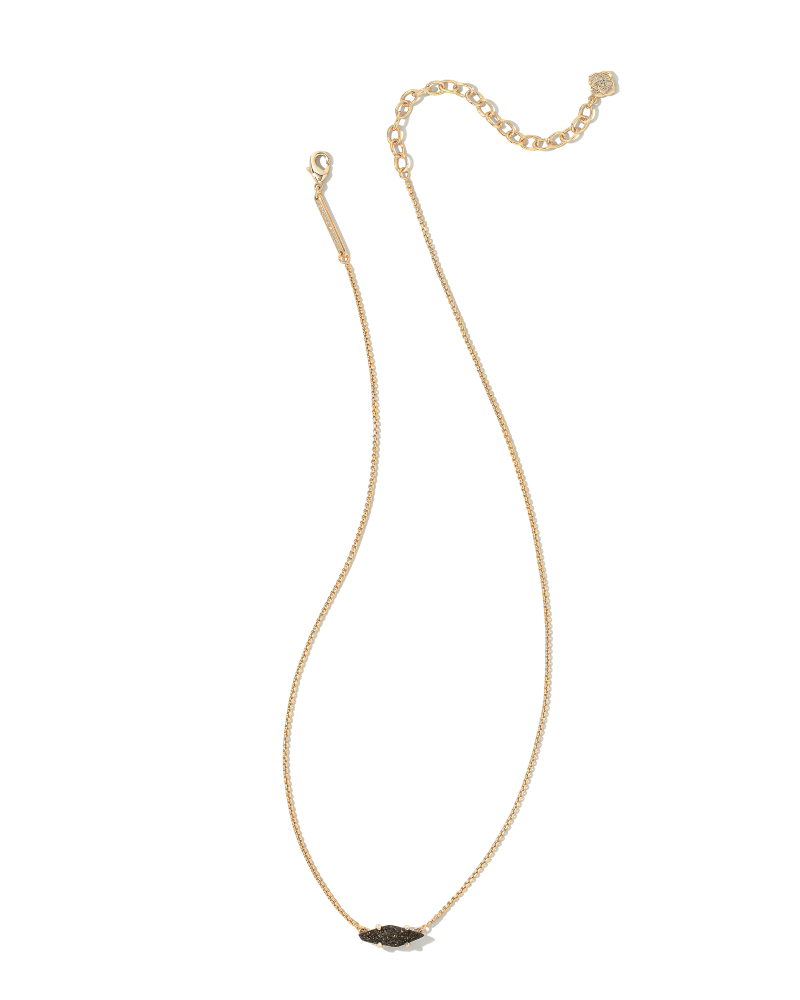 Bridgete Gold Pendant Necklace in Black Drusy image number 1