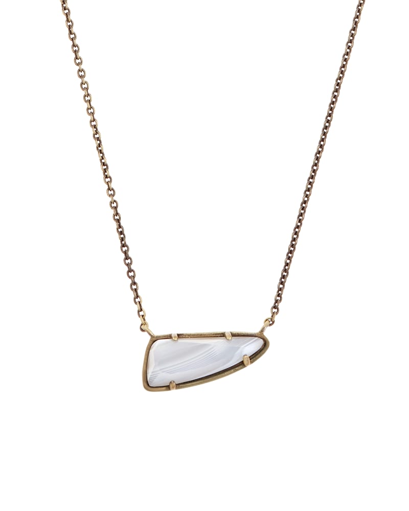 Etta Pendant Necklace in White Banded Agate image number 0