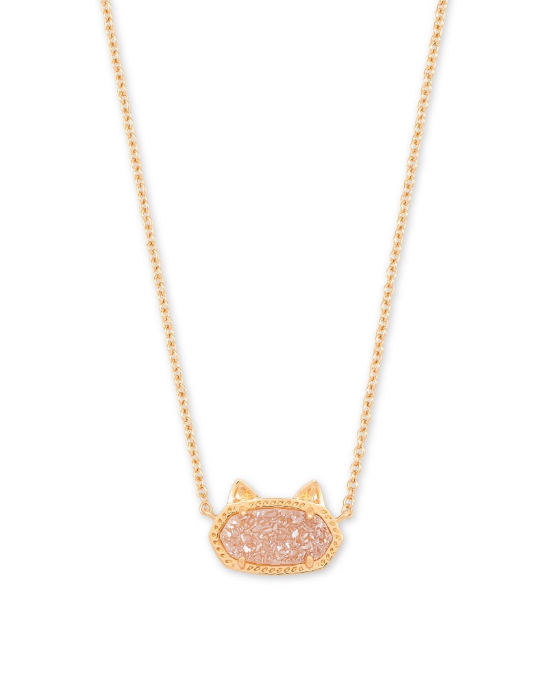 Elisa Rose Gold Cat Pendant Necklace in Sand Drusy image number 0
