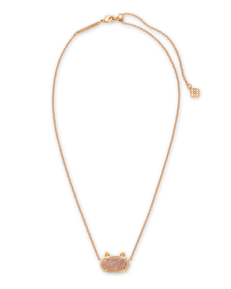 Elisa Rose Gold Cat Pendant Necklace in Sand Drusy image number 2