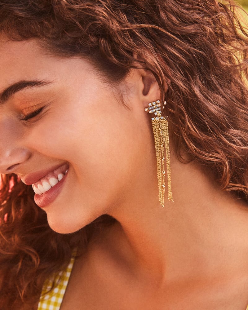 Madelyn Gold Statement Tassel Earrings in Neutral Mix image number 1