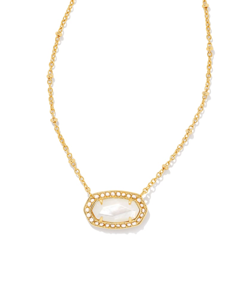 Pearl Beaded Elisa Gold Pendant Necklace in Ivory Mother-of-Pearl image number 0