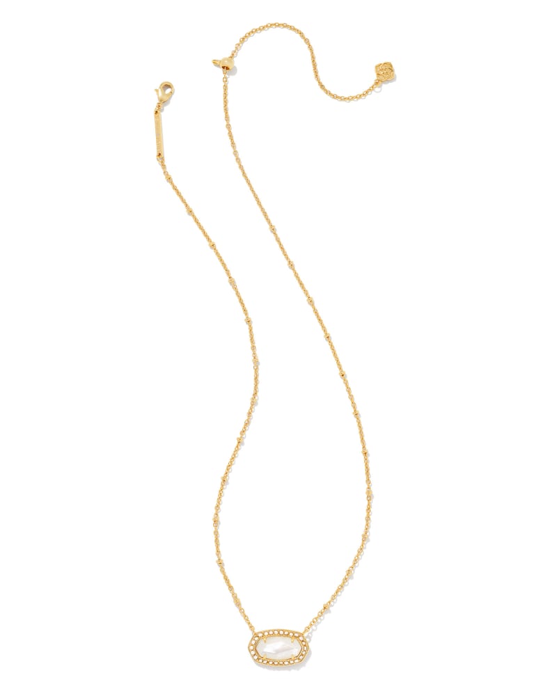 Pearl Beaded Elisa Gold Pendant Necklace in Ivory Mother-of-Pearl image number 3