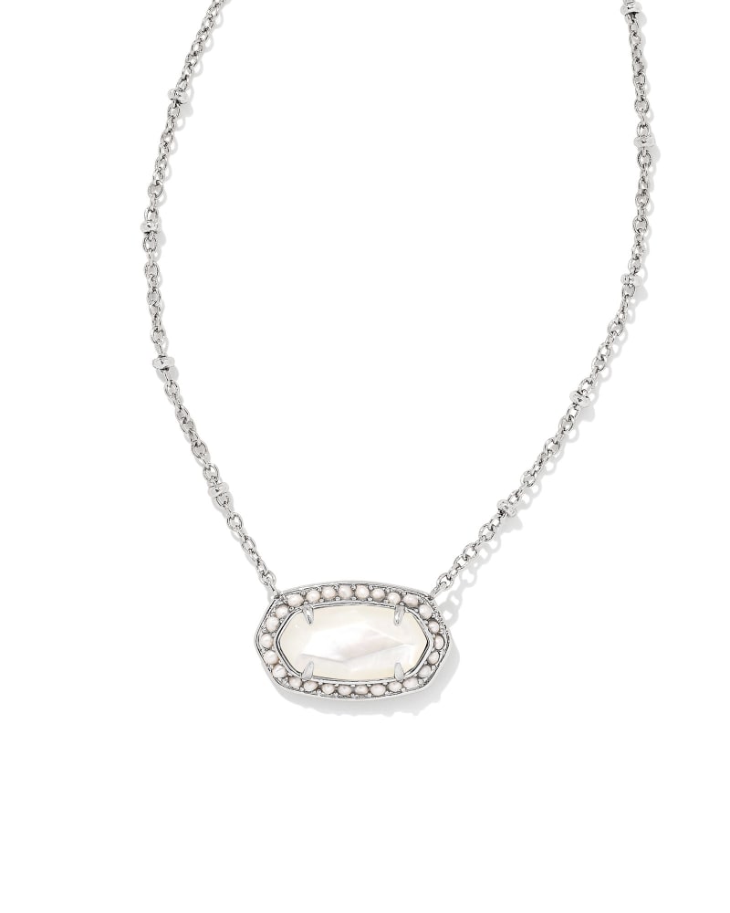 Pearl Beaded Elisa Silver Pendant Necklace in Ivory Mother-of-Pearl image number 0