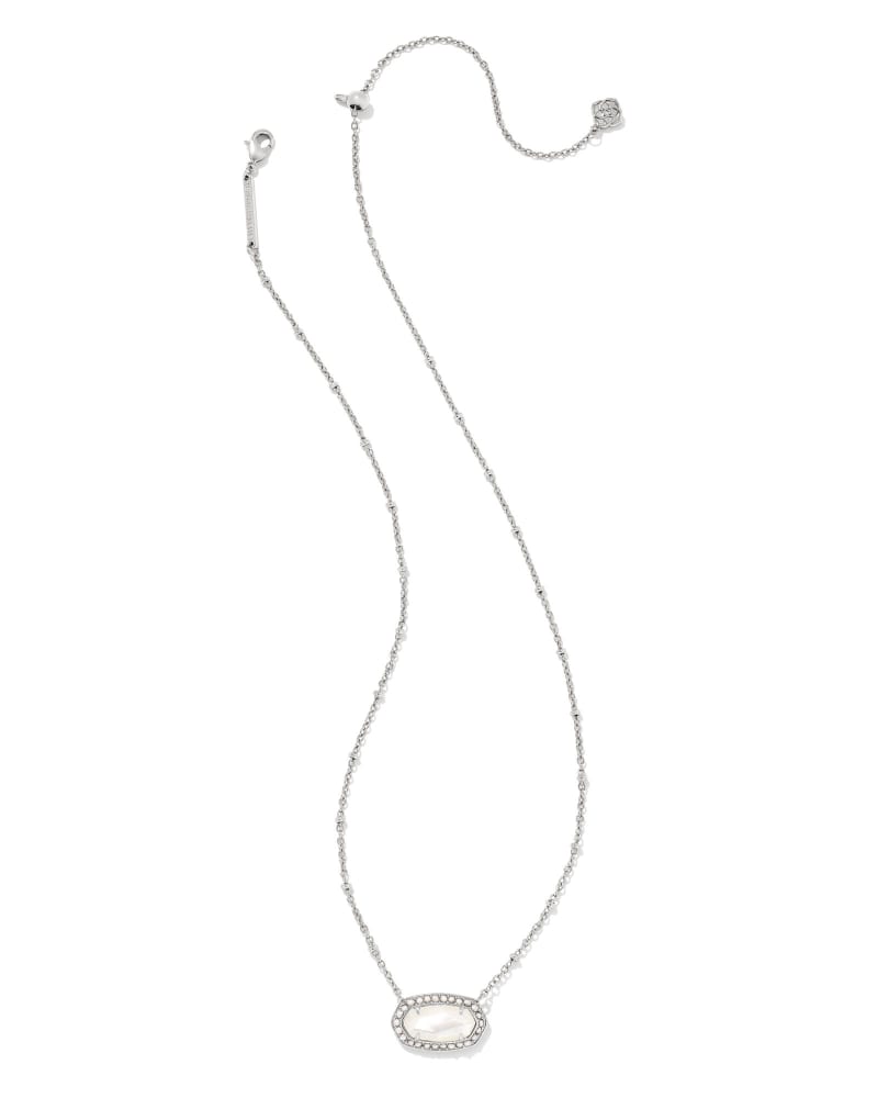 Pearl Beaded Elisa Silver Pendant Necklace in Ivory Mother-of-Pearl image number 2