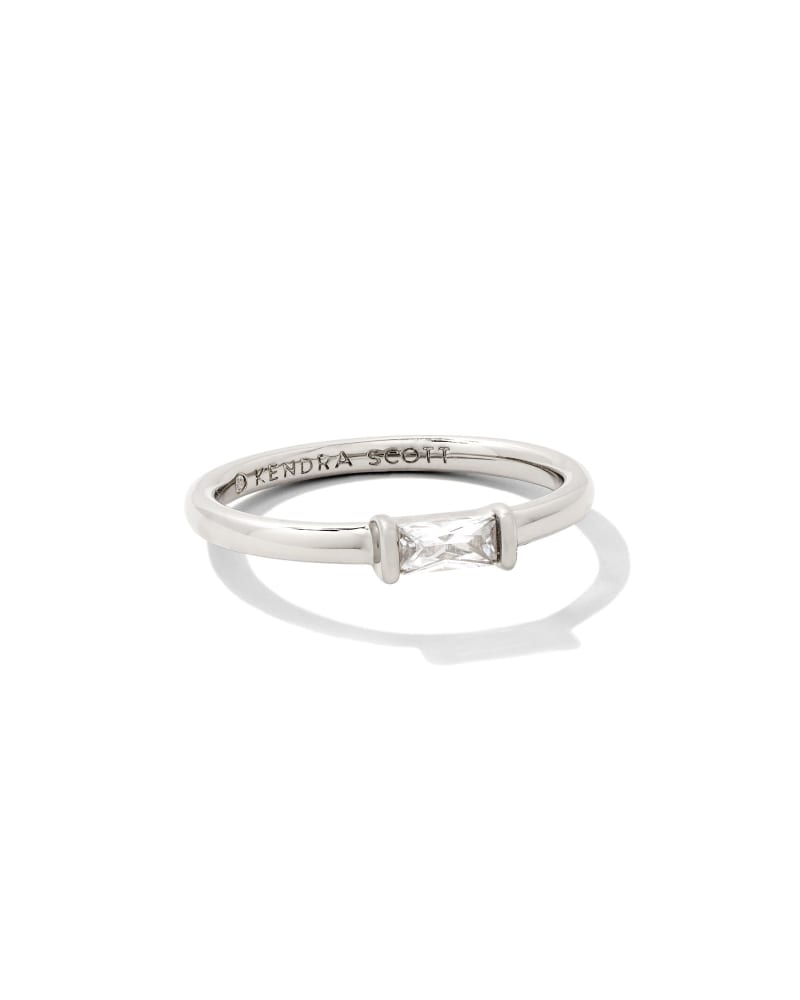Juliette Silver Band Ring in White Crystal image number 0