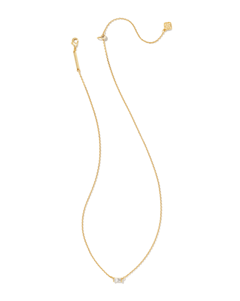 Juliette Gold Pendant Necklace in White Crystal image number 3