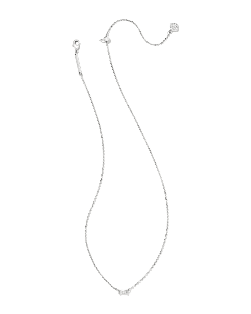 Juliette Silver Pendant Necklace in White Crystal image number 1