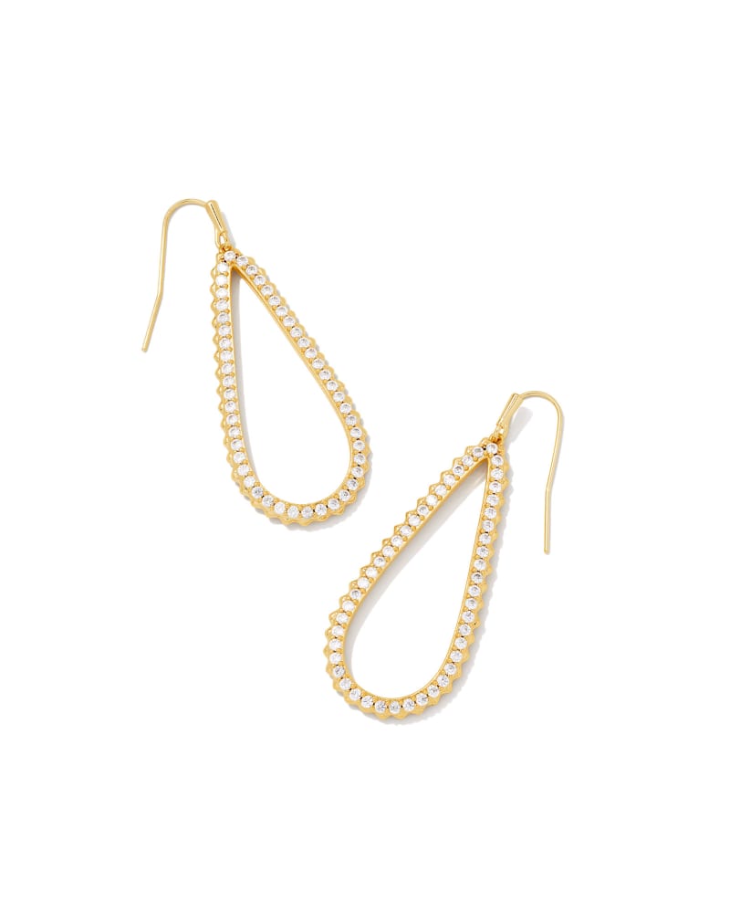 Payton Gold Open Frame Earrings in White Crystal image number 0