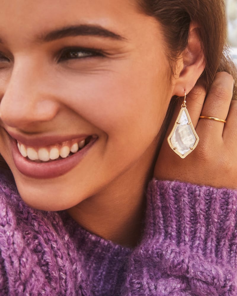 Alex Gold Drop Earrings in Ivory Pearl image number 1
