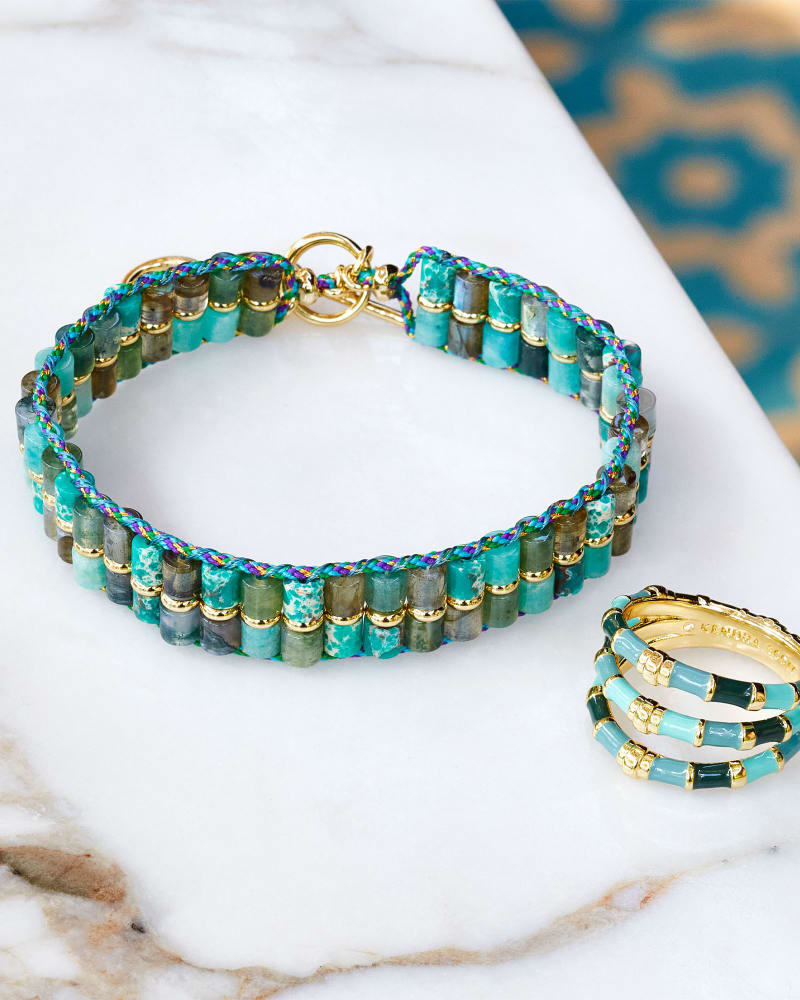 Bree Gold Beaded Bracelet in Blue Mix image number 2
