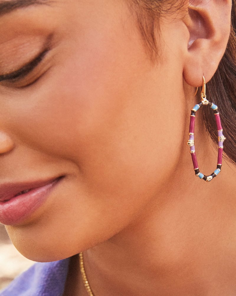 Essie Gold Open Frame Earrings in Orchid Mix image number 1