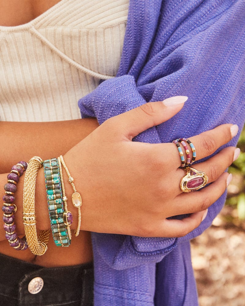 Grayson Gold Stretch Bracelet in Bronze Veined Purple Turquoise Magnesite image number 1