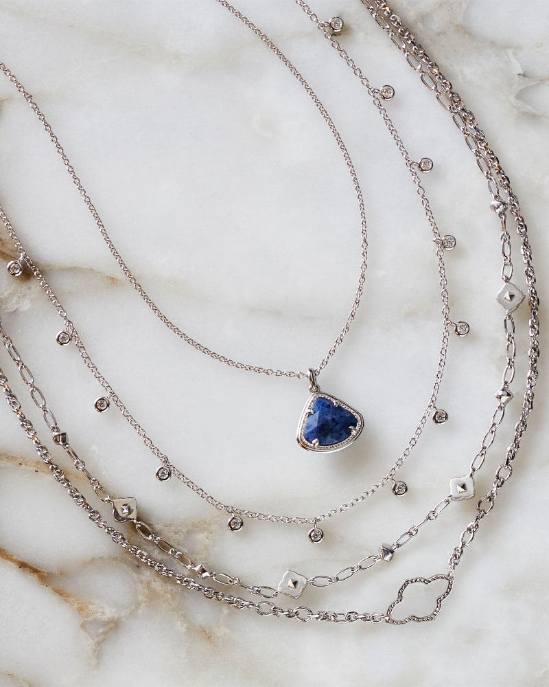 Kendall Silver Pendant Necklace in Blue Dumortierite image number 1