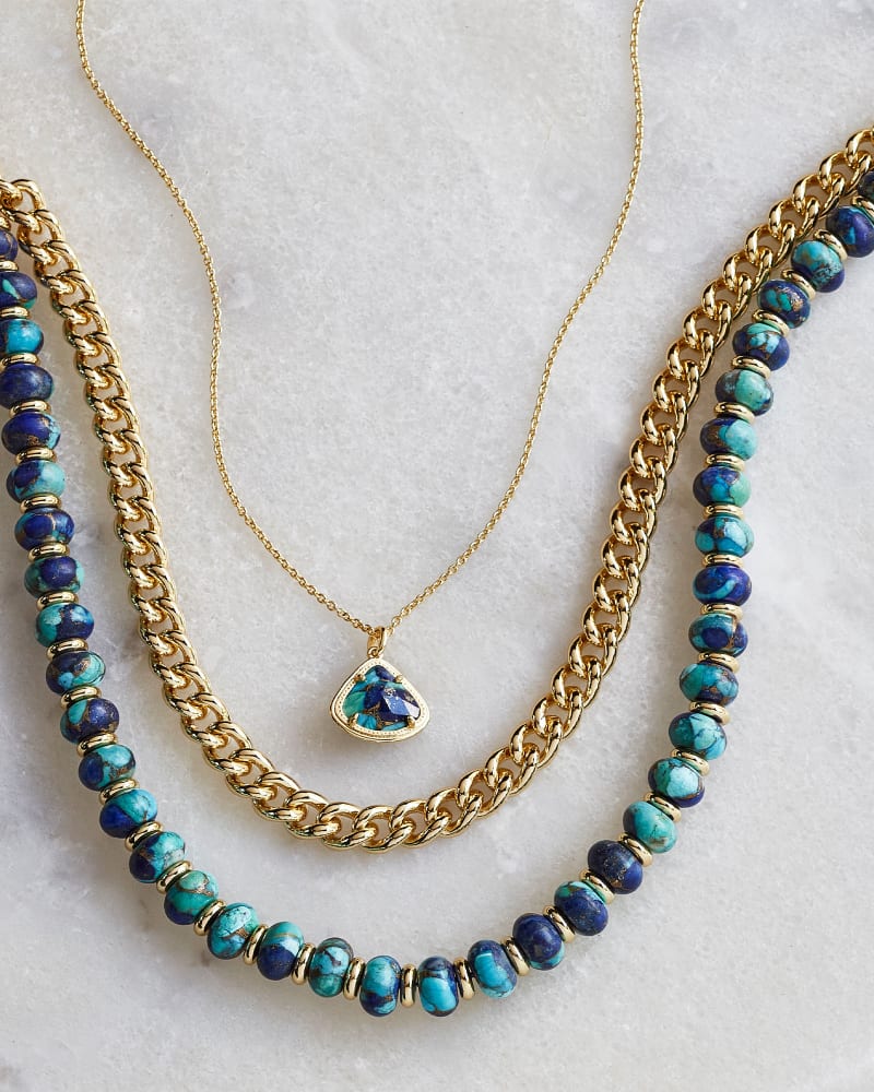 Kendall Gold Pendant Necklace in Bronze Veined Lapis Turquoise Magnesite image number 1