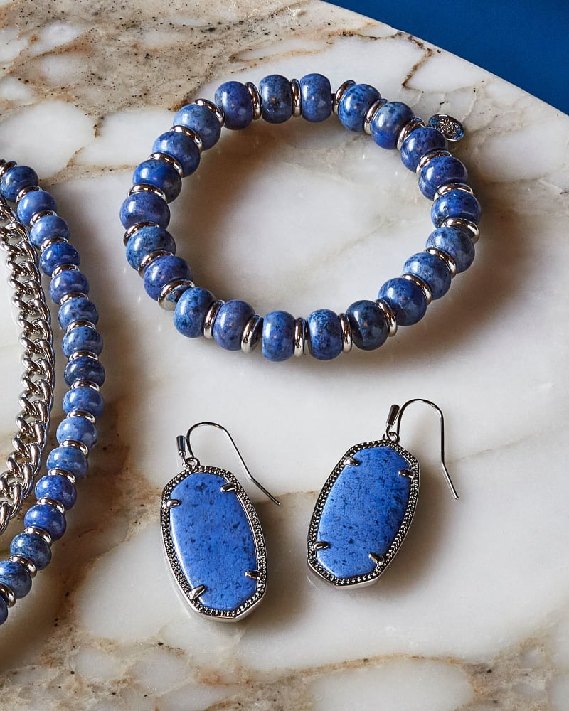 Rebecca Silver Stretch Bracelet in Blue Dumortierite image number 3