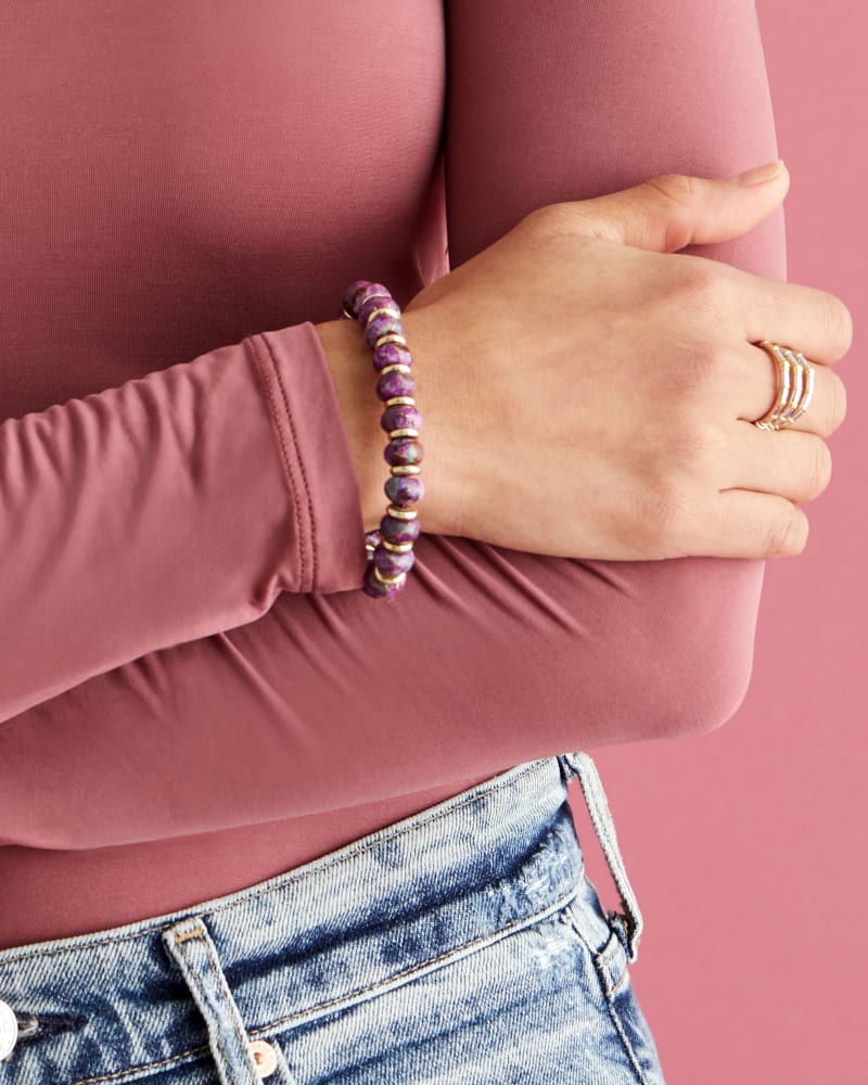 Rebecca Gold Stretch Bracelet in Bronze Veined Purple Turquoise Magnesite image number 1