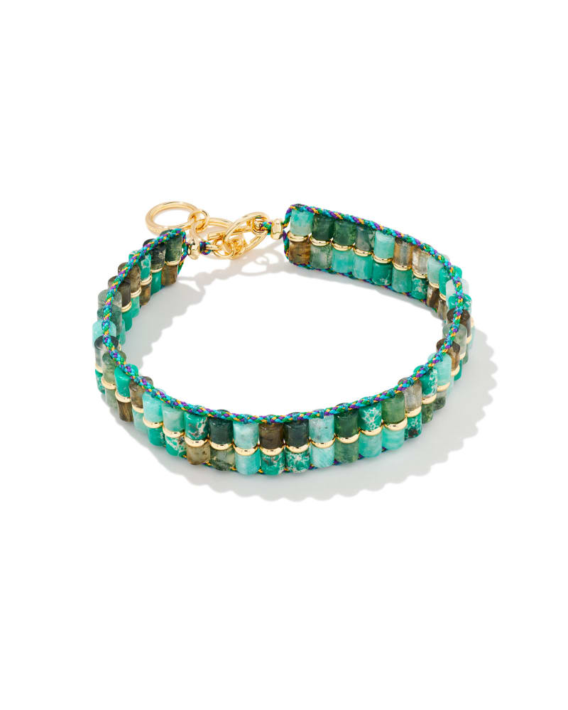 Bree Gold Beaded Bracelet in Blue Mix image number 0