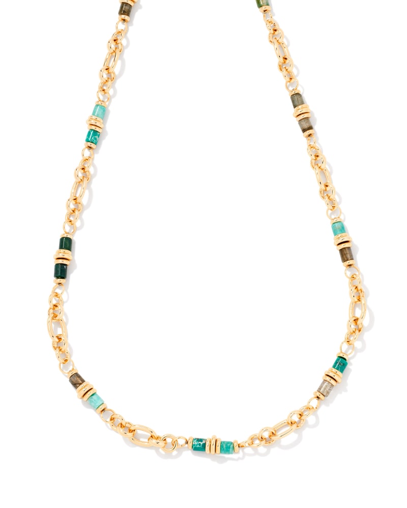 Bree Gold Convertible Chain Necklace in Blue Mix image number 3