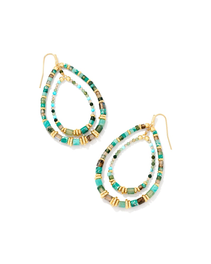 Bree Gold Open Frame Earrings in Blue Mix image number 0