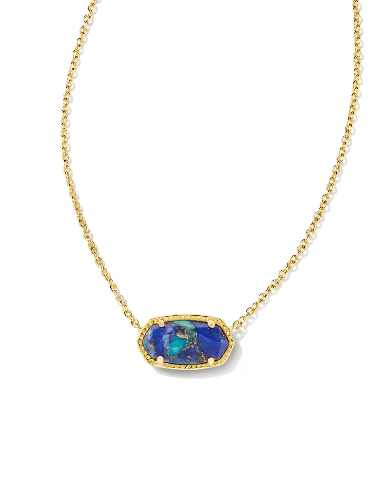 Elisa Gold Pendant Necklace in Bronze Veined Lapis Turquoise Magnesite image number 0