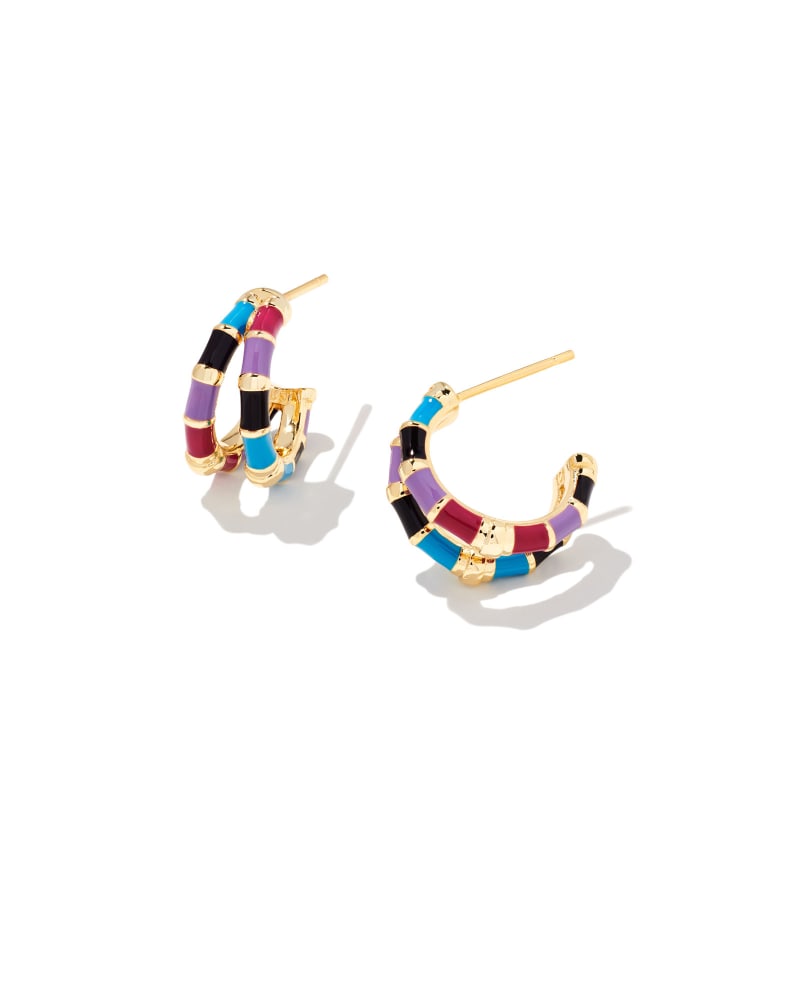 Essie Gold Huggie Earrings in Orchid Mix image number 0