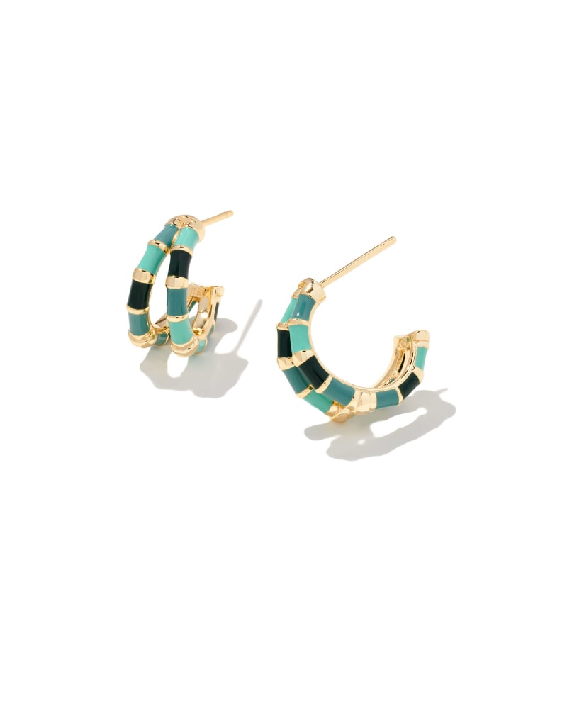 Essie Gold Huggie Earrings in Sea Green Mix image number 0