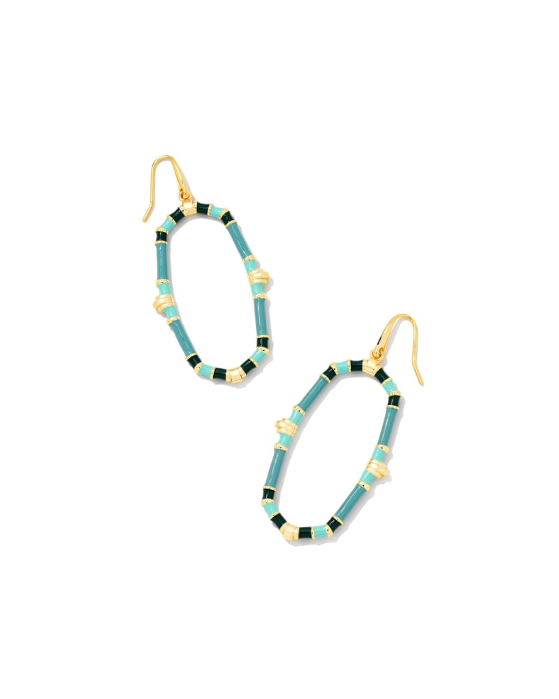 Essie Gold Open Frame Earrings in Sea Green Mix image number 0